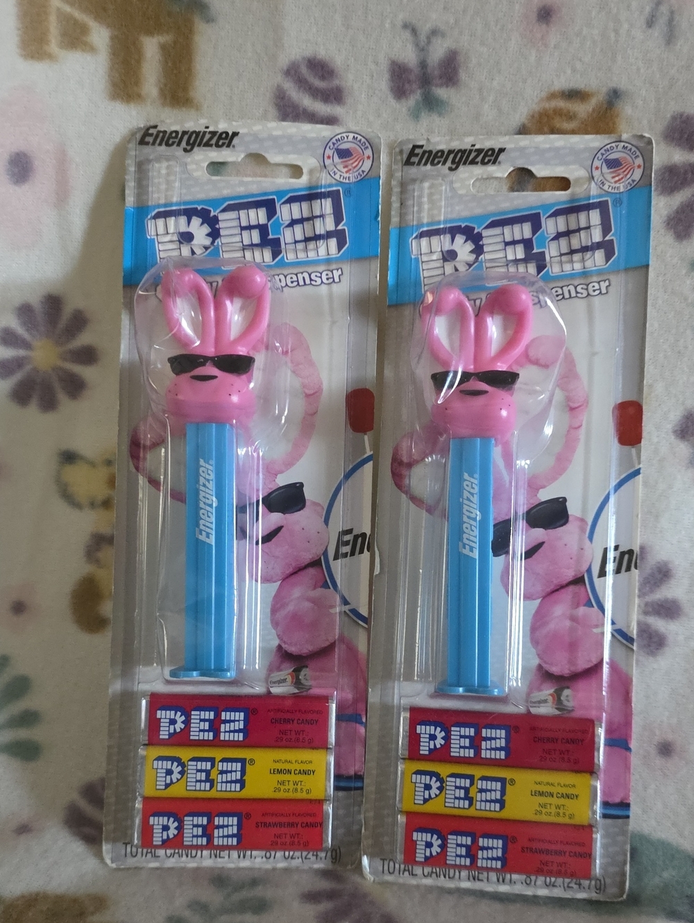 Energizer Pink Bunny PEZ Dispenser with Blue Stem - Pack of 2